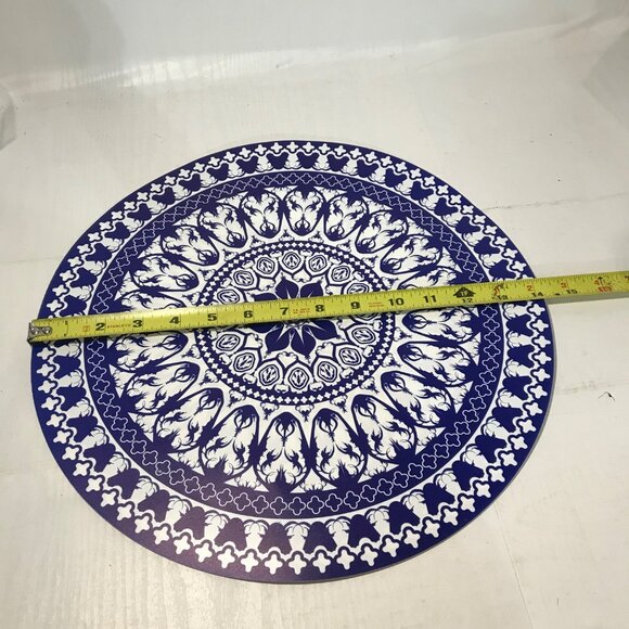 Round Blue & White Mandala Pattern Placemat Set Of 4 PVC - Picture 5 of 5
